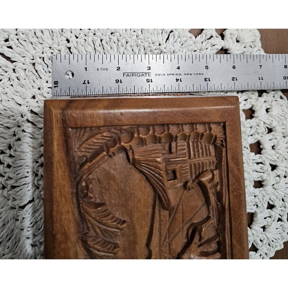 Wooden African Trinket‎ Box 6x6x3